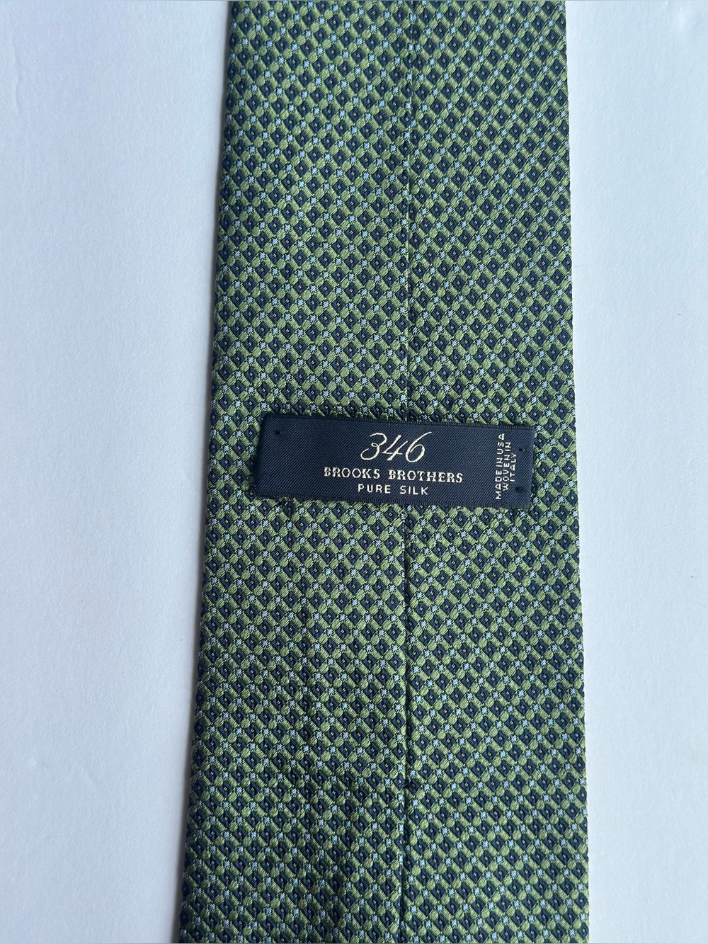 Brooks Brothers Green Micro-Pattern Pure Silk Tie Made in USA